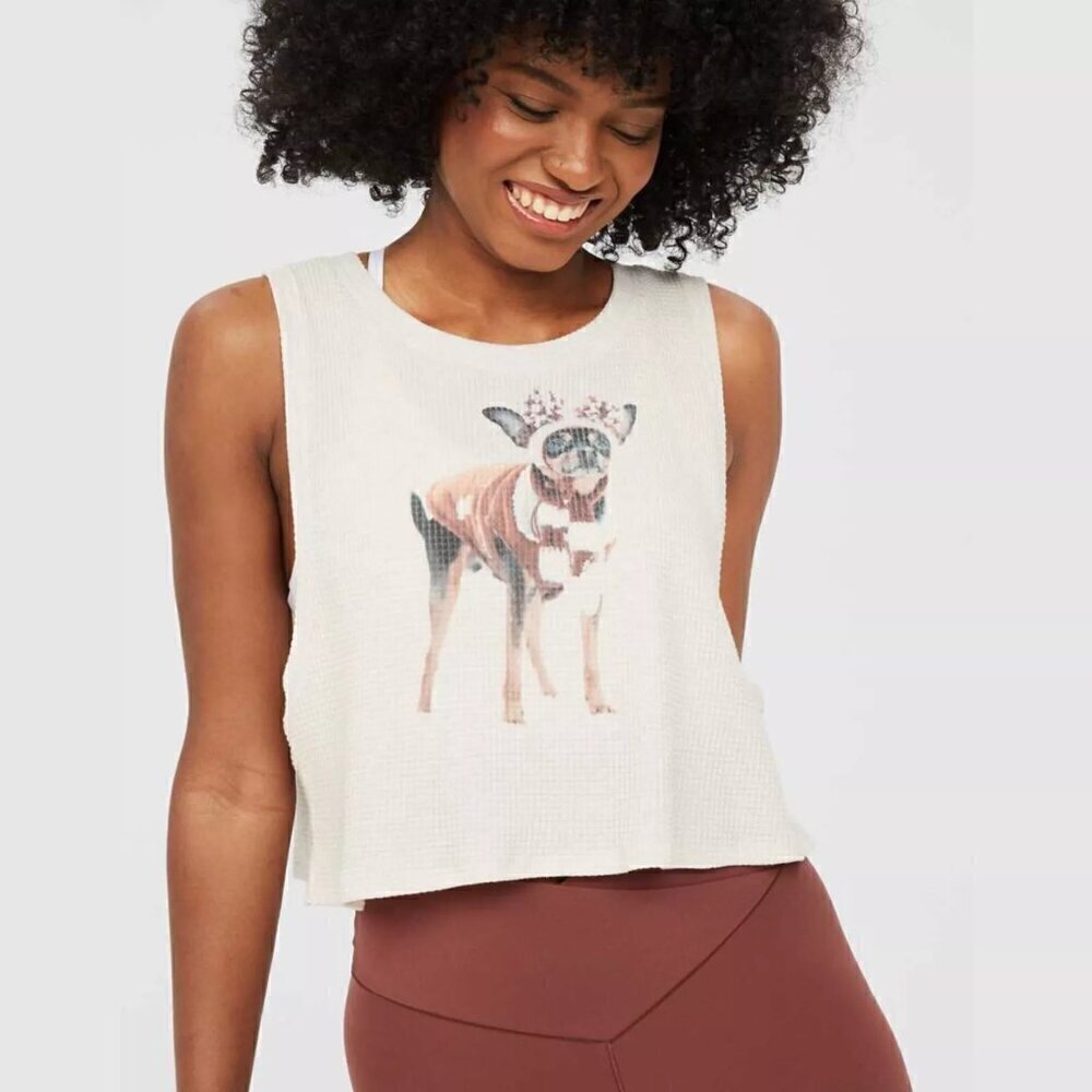 OFFLINE By Aerie Wow NWOT Waffle Knit Chihuahua Tank Top Size Medium